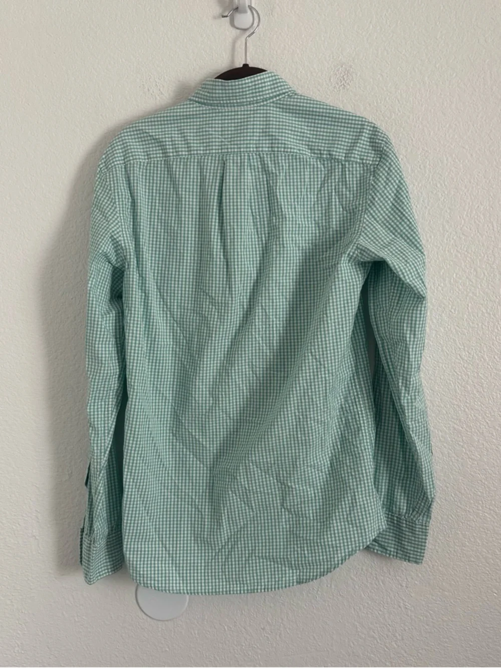 NWT J. Crew Men's Size XS Short Green Gingham Long Sleeve Slim Untucked Shirt